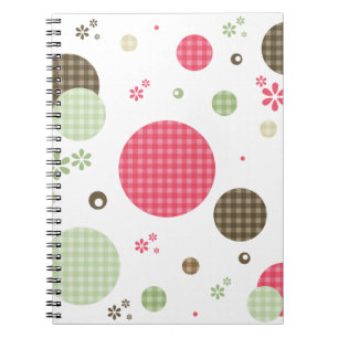 Retro Gingham Polka Dots en Daisies Notitieboek