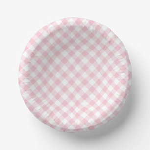 Retro Gingham Roze Papieren Kommen