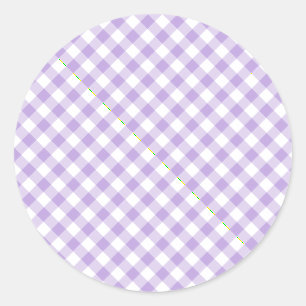 Retro Gingham Zachte Lavendel Ronde Sticker