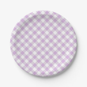 Retro Gingham Zachte Lila Papieren Bordje