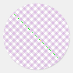 Retro Gingham Zachte Lila Ronde Sticker