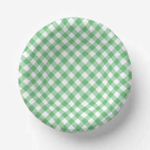 Retro Gingham Zomer Groen Papieren Kommen
