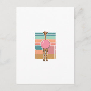 Retro Giraffe Bubblegum Graveer Shirt Ontwerp_1 Briefkaart