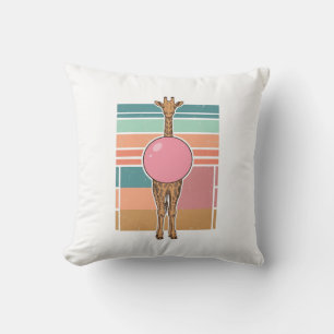 Retro Giraffe Bubblegum Graveer Shirt Ontwerp_1 Kussen