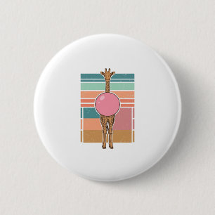 Retro Giraffe Bubblegum Graveer Shirt Ontwerp_1 Ronde Button 5,7 Cm