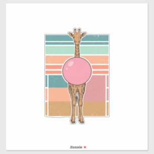 Retro Giraffe Bubblegum Graveer Shirt Ontwerp_1 Sticker