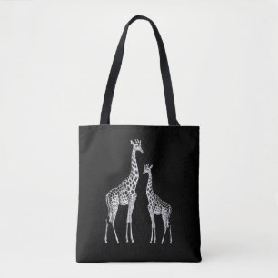 Retro Giraffe Funny Safari Animal Art Draagtas
