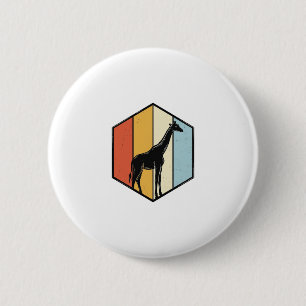Retro Giraffe Geometrische Safari Vector T-shirt_1 Ronde Button 5,7 Cm