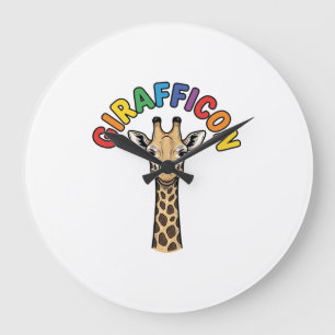 Retro Giraffe Icoon Cute Dieren Shirt Ontwerp_1 Grote Klok