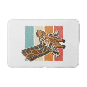 Retro Giraffe Kop Retro Zonsondergang Vector Desig Badmat