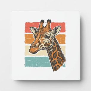 Retro Giraffe Kop Retro Zonsondergang Vector Desig Fotoplaat