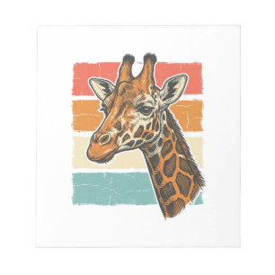 Retro Giraffe Kop Retro Zonsondergang Vector Desig Notitieblok