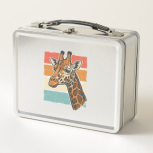 Retro Giraffe Kop Vintage Zonsondergang Vector Des