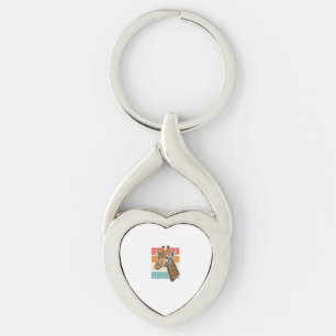 Retro Giraffe Kop Vintage Zonsondergang Vector Des Sleutelhanger