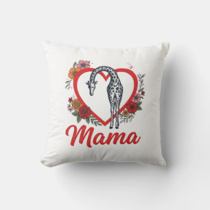 Retro Giraffe Mama Bloemhart Shirt Ontwerp_1 Kussen