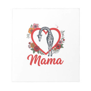 Retro Giraffe Mama Bloemhart Shirt Ontwerp_1 Notitieblok
