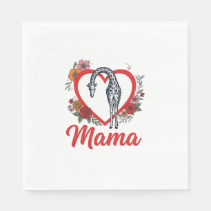 Retro Giraffe Mama Bloemhart Shirt Ontwerp_1 Servet
