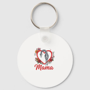 Retro Giraffe Mama Bloemhart Shirt Ontwerp_1 Sleutelhanger