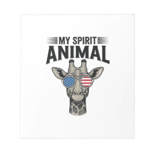 Retro Giraffe Spirit Dier Patriottisch T-shirt Des Notitieblok