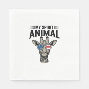 Retro Giraffe Spirit Dier Patriottisch T-shirt Des Servet