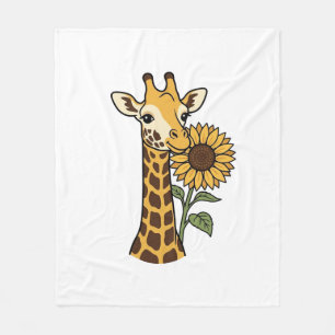 Retro Giraffe Zonnebloem Vector Design_1 Fleece Deken