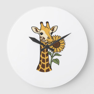 Retro Giraffe Zonnebloem Vector Design_1 Grote Klok