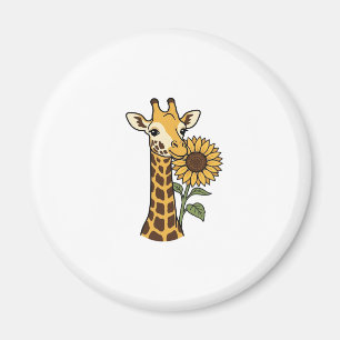 Retro Giraffe Zonnebloem Vector Design_1 Magneet