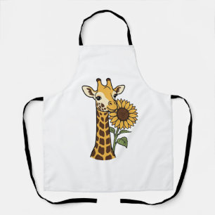 Retro Giraffe Zonnebloem Vector Design_1 Schort