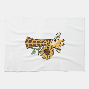 Retro Giraffe Zonnebloem Vector Design_1 Theedoek