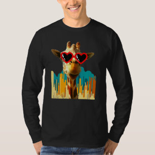 Retro Giraffe Zonnebrillen voor dieren T-shirt
