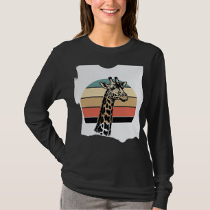 Retro Giraffe Zonsondergang Safari Vector T-shirt
