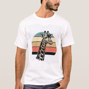 Retro Giraffe Zonsondergang Safari Vector T-shirt