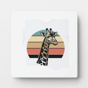 Retro Giraffe Zonsondergang Safari Vector T-shirt Fotoplaat