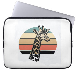 Retro Giraffe Zonsondergang Safari Vector T-shirt Laptop Sleeve