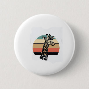 Retro Giraffe Zonsondergang Safari Vector T-shirt Ronde Button 5,7 Cm