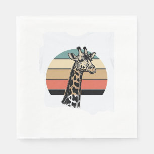 Retro Giraffe Zonsondergang Safari Vector T-shirt  Servet