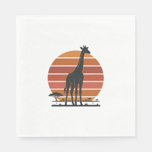 Retro Giraffe Zonsondergang Safari Vector T-shirt  Servet