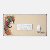 Retro Girl avec des fleurs dans ses cheveux (Clavier et souris)