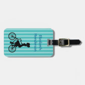 Retro Girl Cyclist Silhouette Bagagelabel (Voorkant horizontaal)