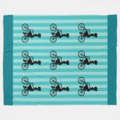 Retro Girl Cyclist Silhouette Fleece Deken (Voorkant (Horizontaal))