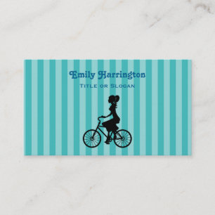 Retro Girl Cyclist Silhouette Visitekaartje