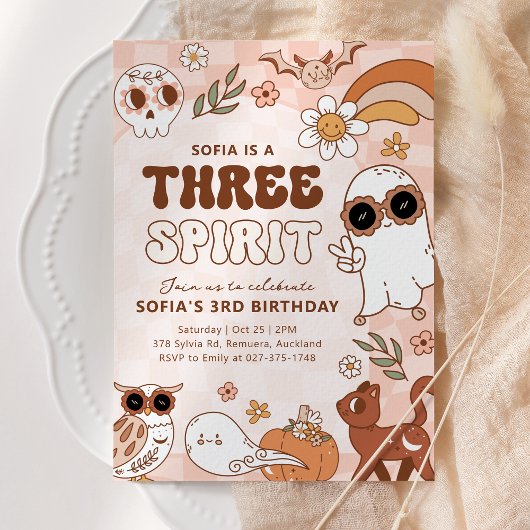 Retro Girl Halloween Invitation d'anniversaire