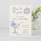 Retro Girl in Marg Anniversaire invitation (Debout devant)