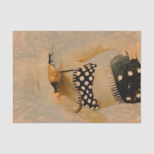 Retro Girl Polka Dot Bikini Sketch Art Tissuepapier (Voorkant)