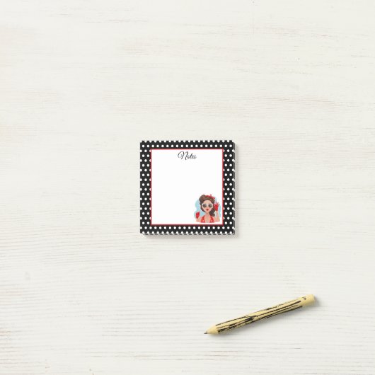 Retro Girl Post-it® Notes (Op bureau)