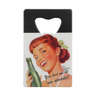 Retro Girl Soda Advert Funny Slogan Kredietkaart Flessenopener
