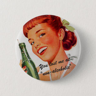 Retro Girl Soda Advert Funny Slogan Ronde Button 5,7 Cm