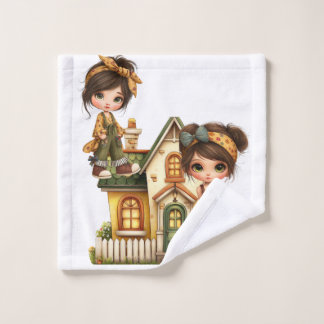 Retro Girls Baby Blanket Washandje