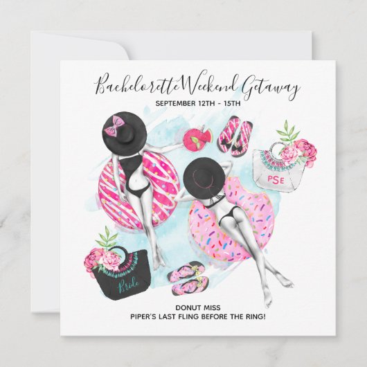Retro Girls Bachelorette Beach Weekend Kaart (Voorkant)