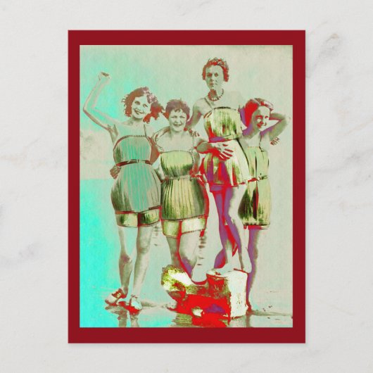 Retro Girls Day in het strand Briefkaart (Voorkant)